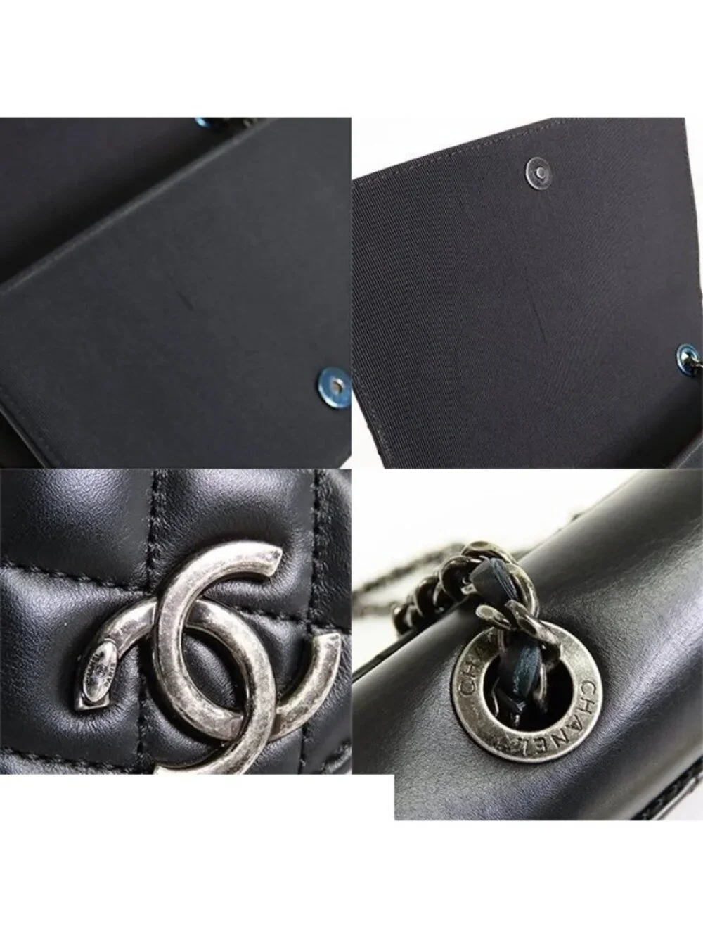 Chanel Quilted Full Flap Chain Black Silver Leather Shoulder Bag